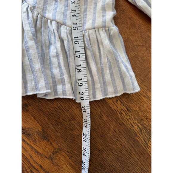 Altar’d State Top M Cropped Striped Long Sleeve Peplum Deep V-Neck Peasant - Picture 7 of 9